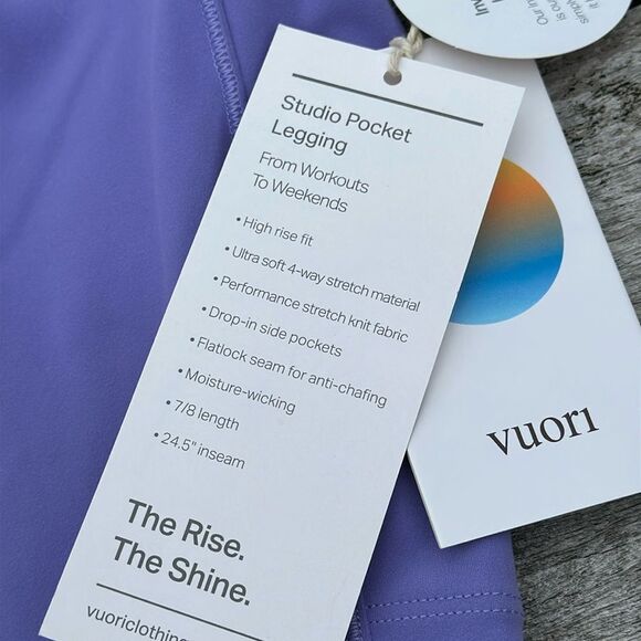 VUORI Studio Pocket Legging Performance Leggings PURPLE Violet SIZE XS NWT - Picture 3 of 7